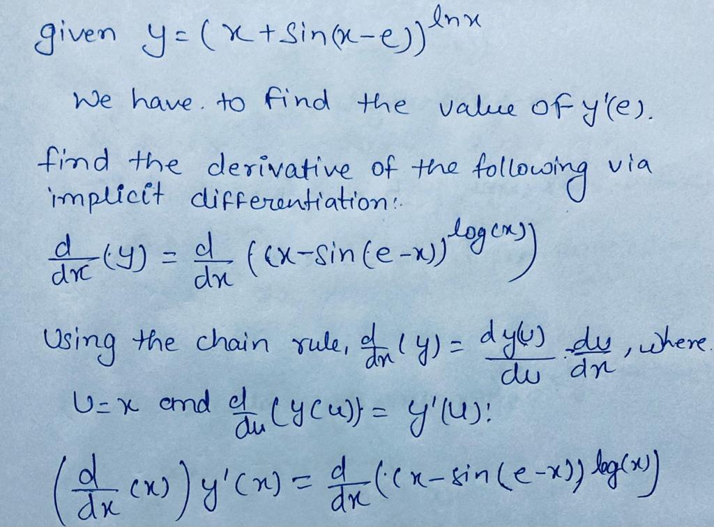 Answered If Y X Sin X E ª Then What Is Bartleby