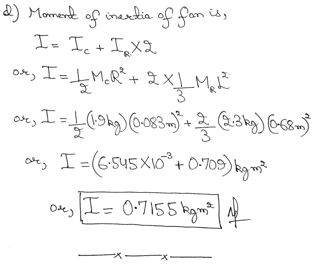 Answered: The model of a ceiling fan shown in the figure consists 