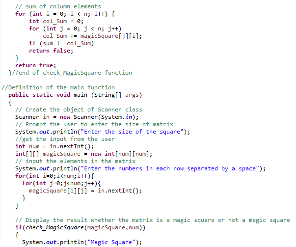 magic square java program code