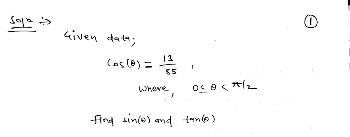 Trigonometry homework question answer, step 1, image 1