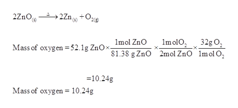 Answered: Zinc Oxide decomposes into zinc and… | bartleby