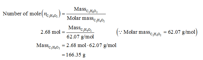 Answered: Calculate the mass of ethylene glycol… | bartleby