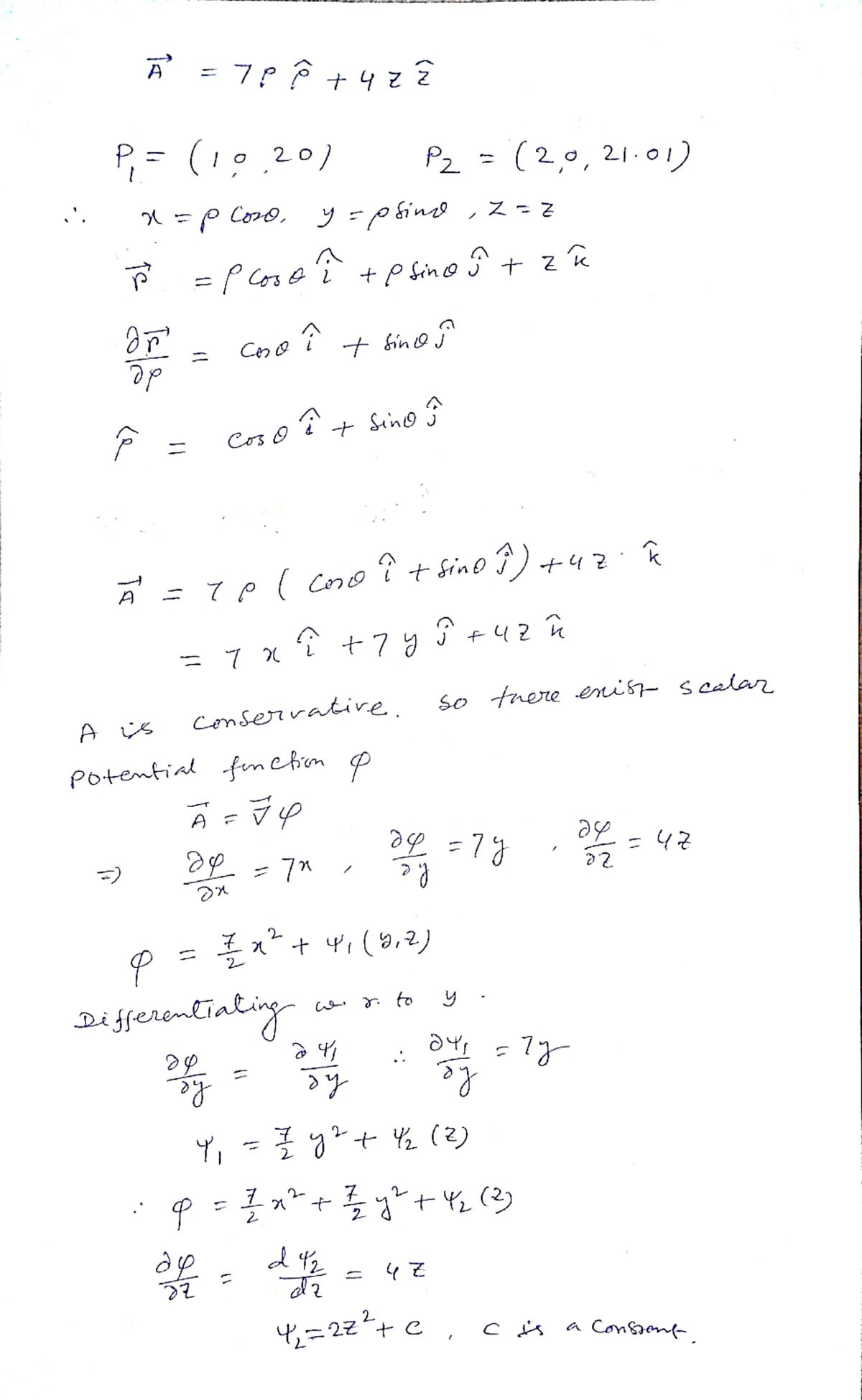 Answered Clo5 If The Vector Field A 7pp Bartleby