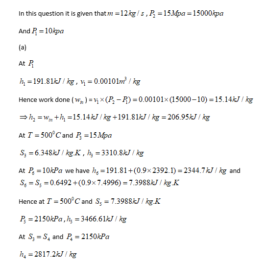 Answered: A Steam Power Plant Operates On An… | Bartleby