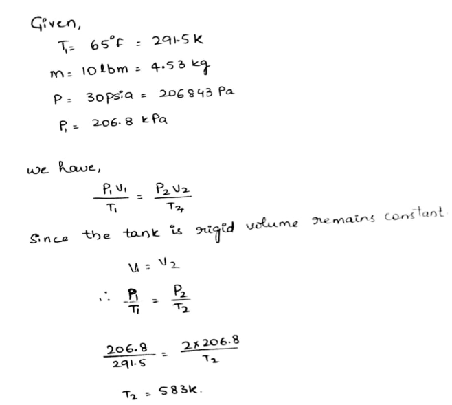 Answered: A rigid tank contains 10 lbm of air at… | bartleby