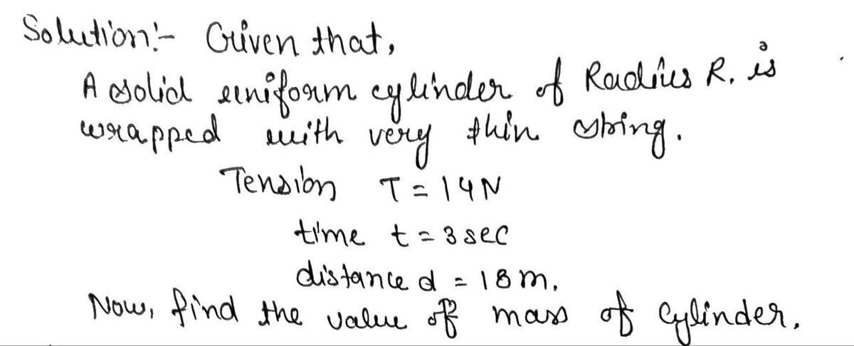 Solved A thin string is wrapped around a cylindrical hoop of