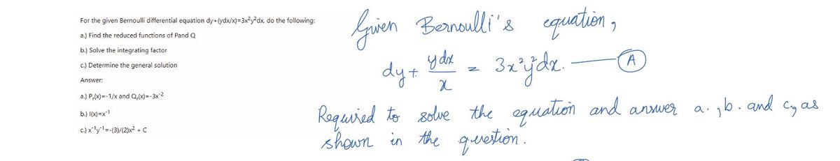 Answered For The Given Bernoulli Differential Bartleby