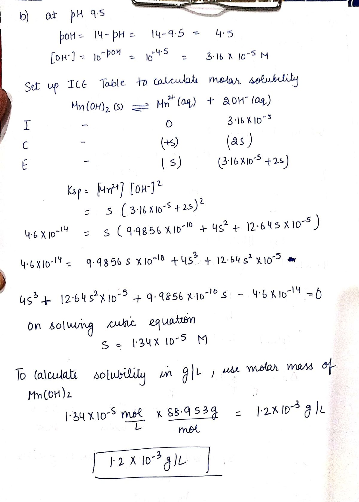 Answered: Calculate the solubility of Mn(OH)2 in… | bartleby