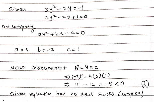 Answered Use The Discriminant B2−4ac To Bartleby 2406