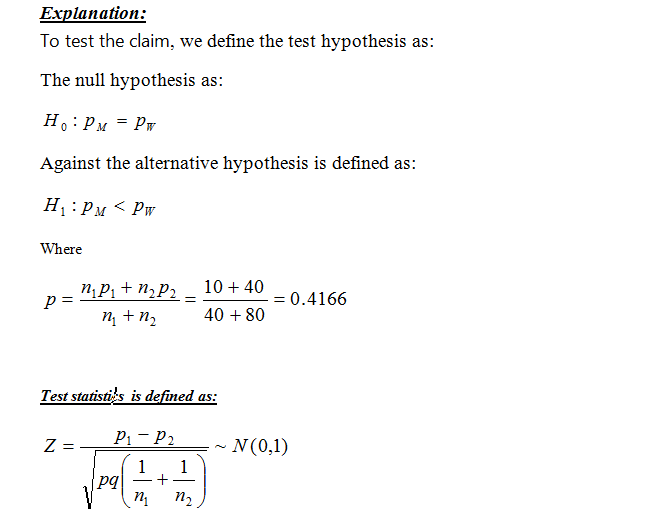 Answered: Test The Claim That The Proportion Of… | Bartleby