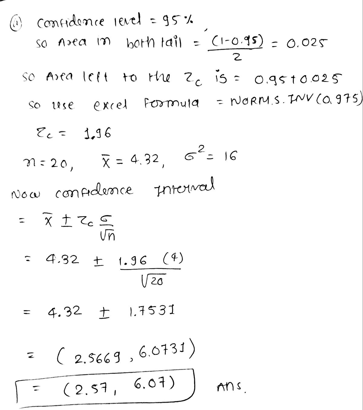 Answered: Then, the 95% confidence interval for µ… | bartleby