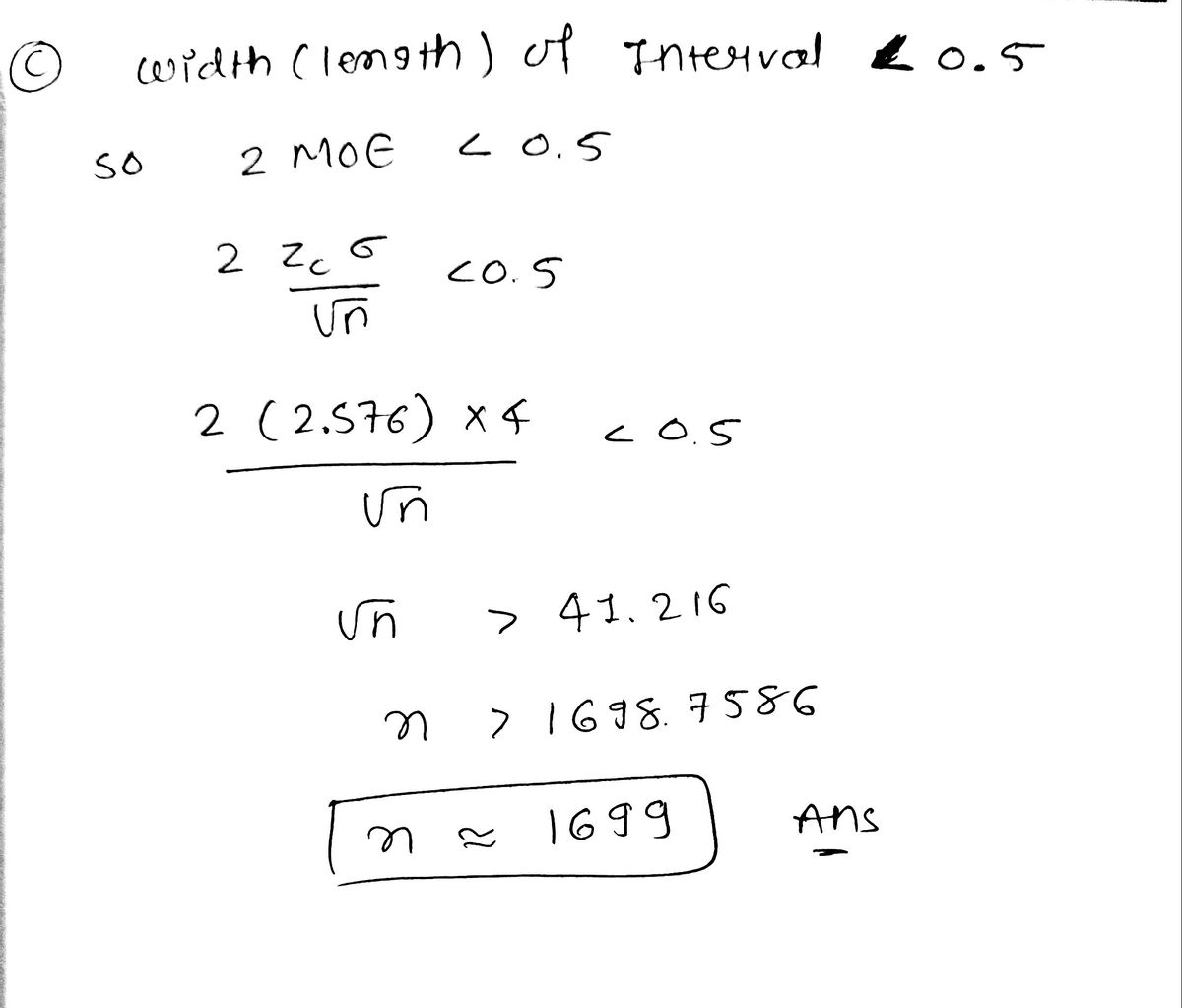 Answered: Then, the 95% confidence interval for µ… | bartleby