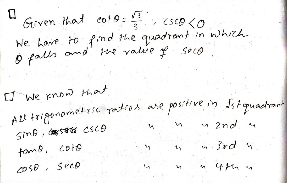 Trigonometry homework question answer, step 1, image 1