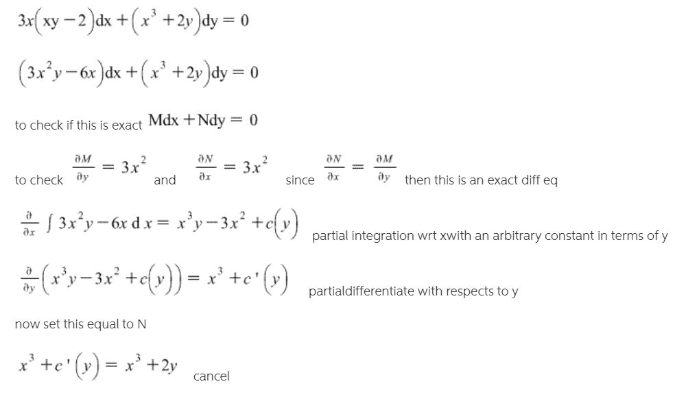 Answered 3 3x Xy 2 Dx X 2y Dy 0 Bartleby