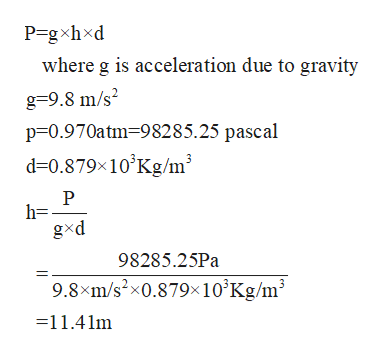 Answered: Calculate the height of a column of… | bartleby