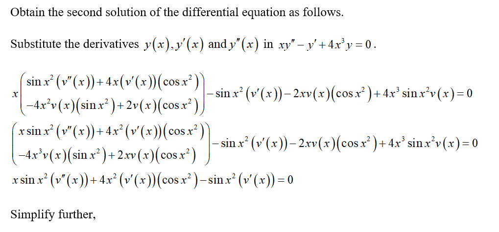 Answered Y1 Is A Solution To The Given Bartleby