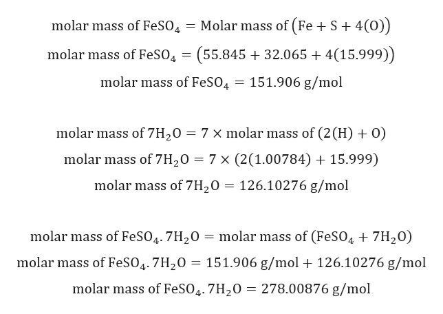 Feso4 Molar Mass