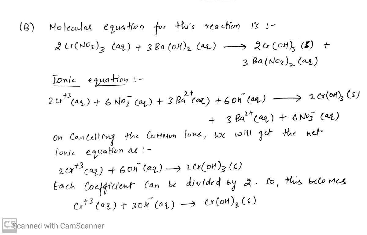 Answered: Write The Net Ionic Equations For The… | Bartleby