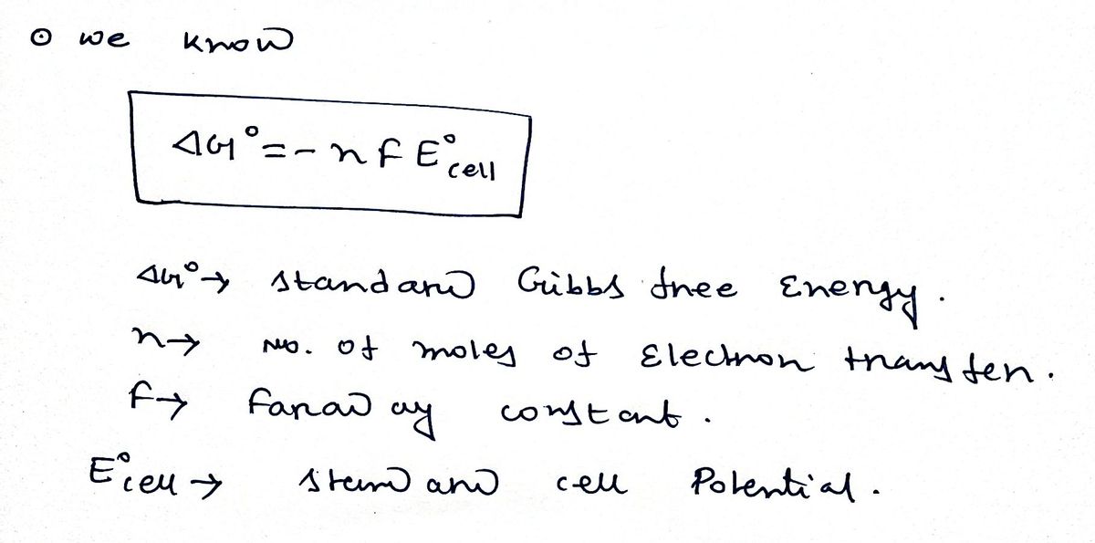 Answered What Is G For A Redox Reaction Where Bartleby