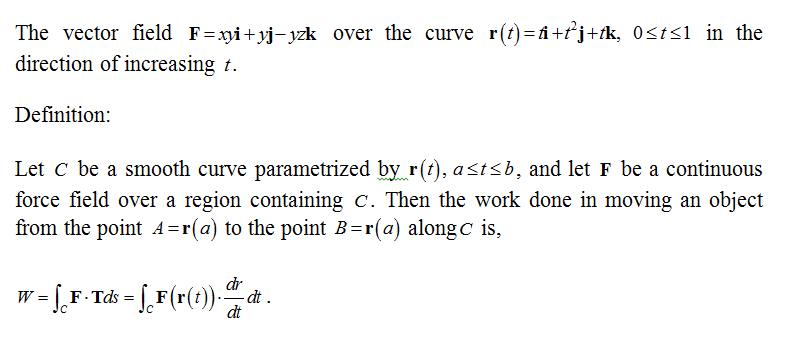 Answered Find The Work Done By F Over The Curve Bartleby