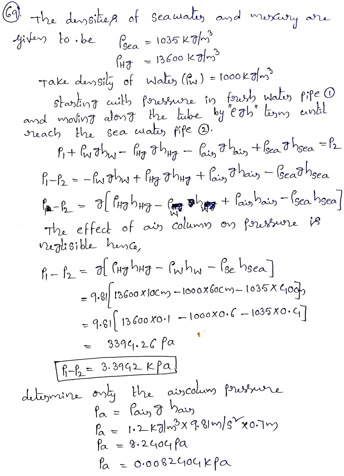 Answered: 1-69 Freshwater and seawater flowing in… | bartleby