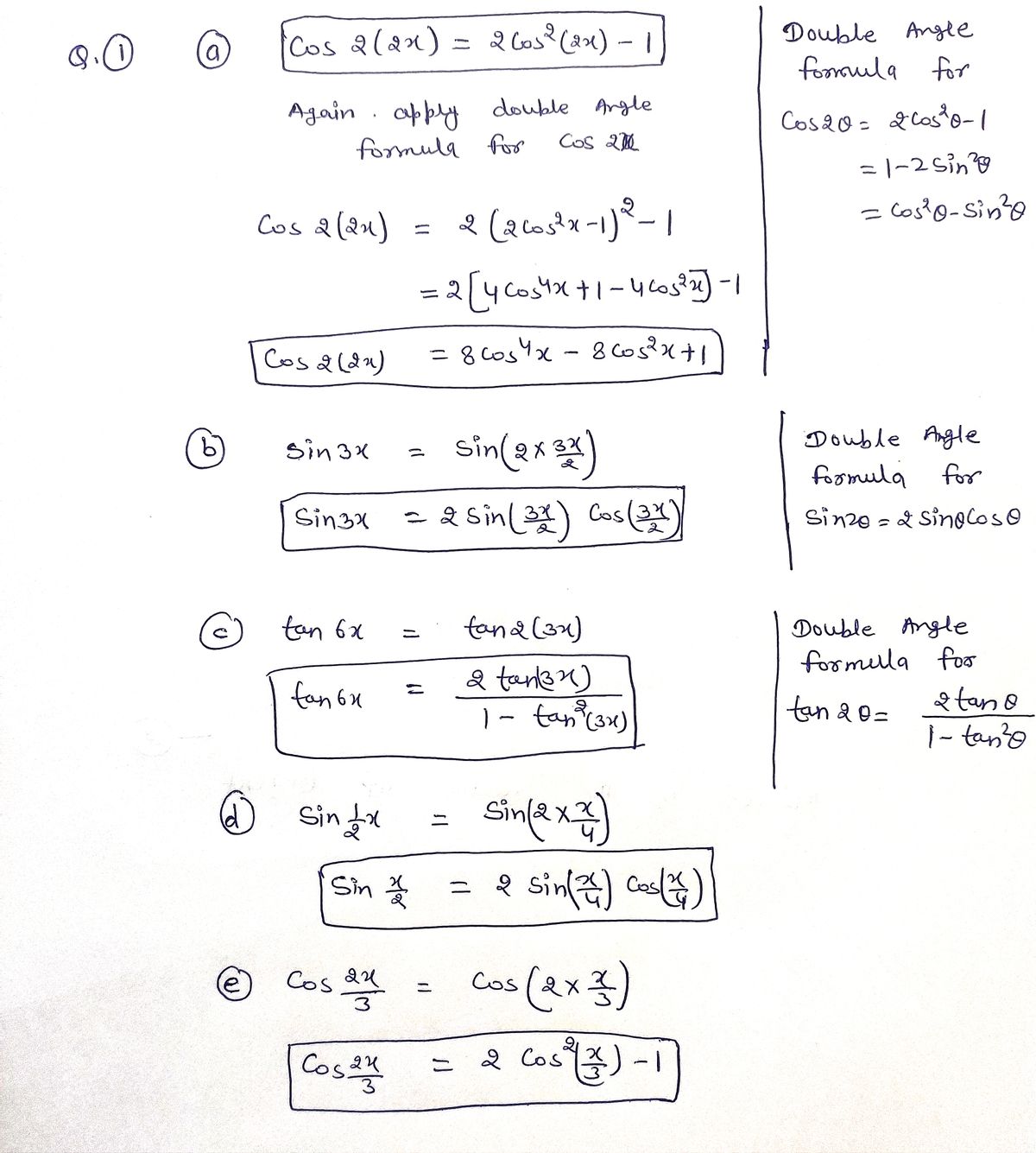 Solved Figure 42: Double angle formulas Theorem 9.9. Double