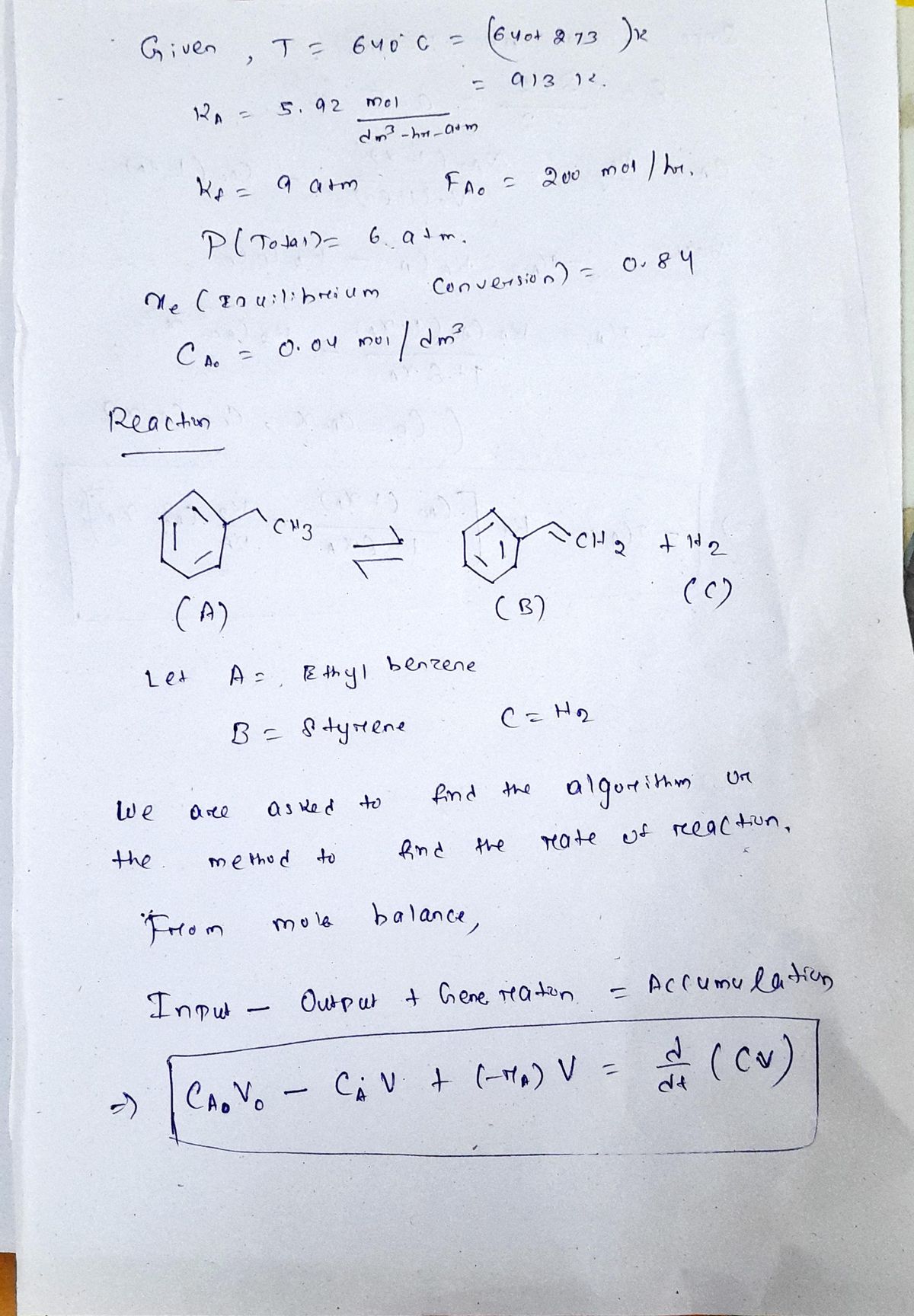 Chemical Engineering homework question answer, step 1, image 1