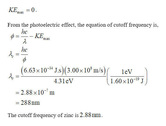 how to find the cut off wavelength