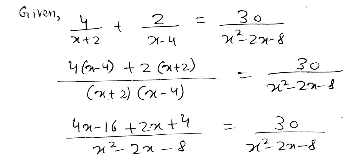 Answered: Solve equation. 4/(x + 2) +2/(x - 4)… | bartleby