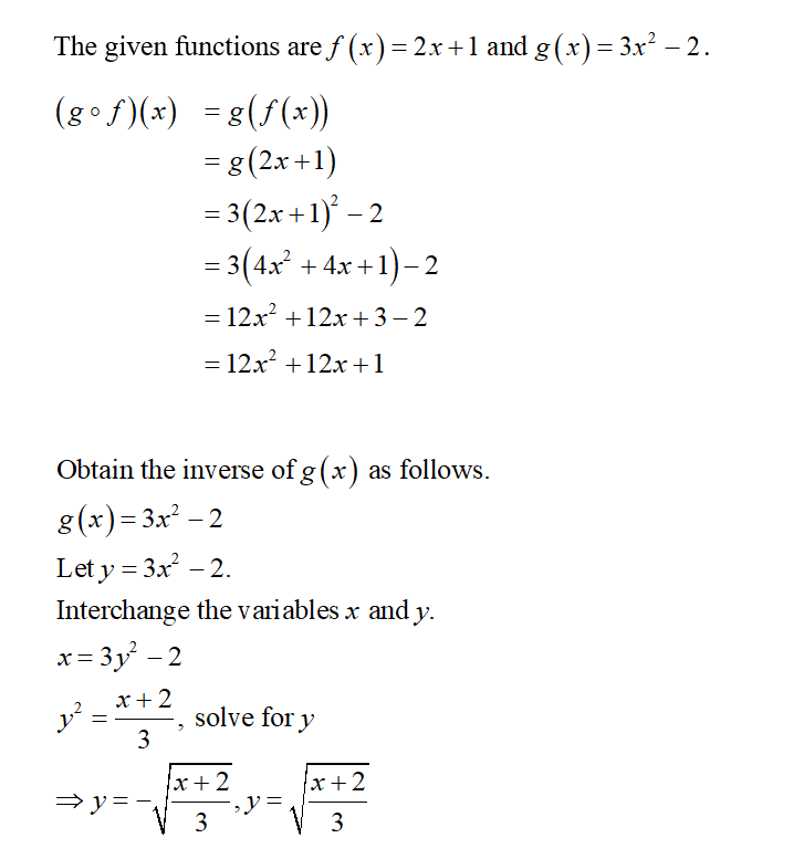 Answered F X 2x 1 And G X 3x2 2 Find Bartleby