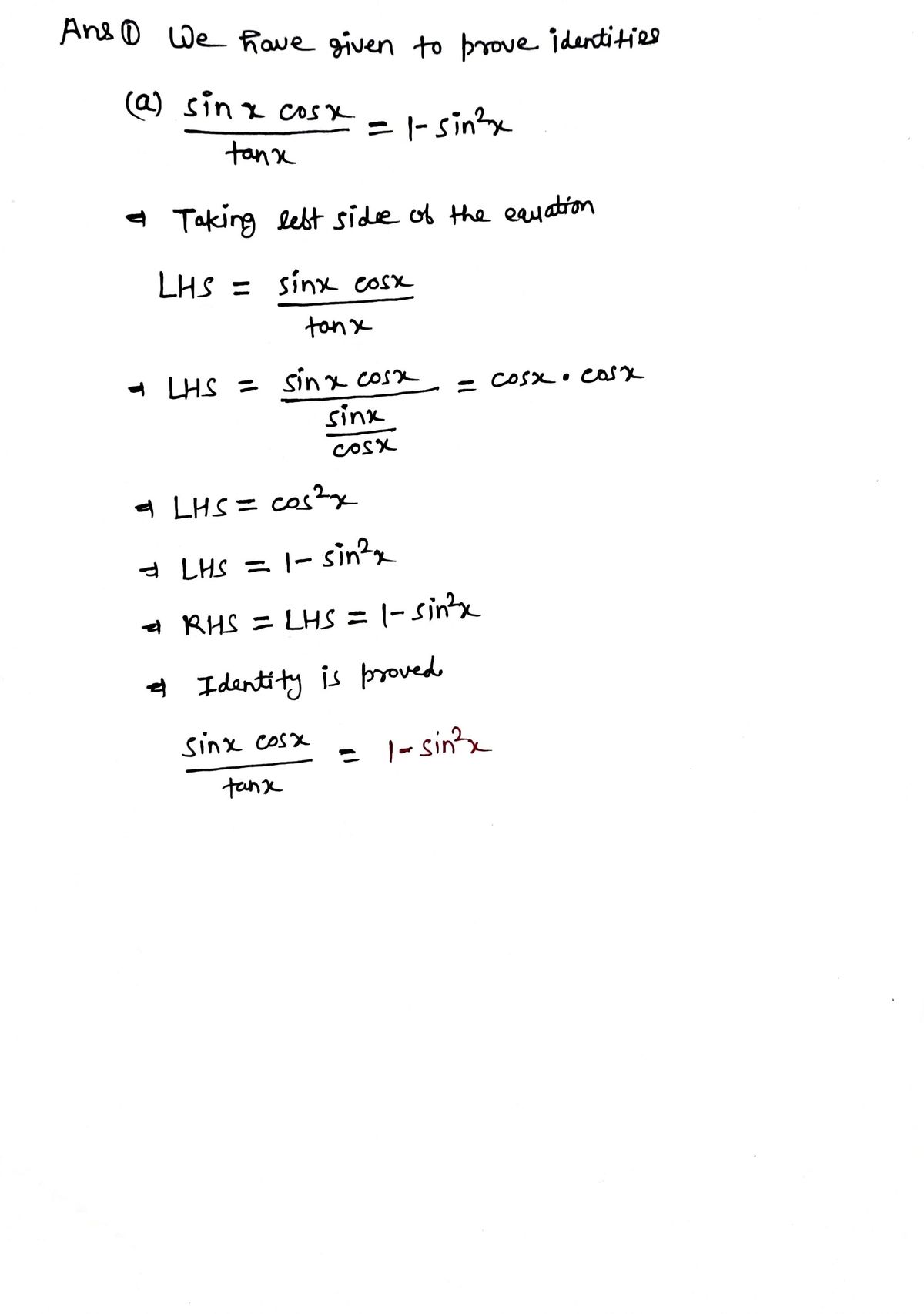 Trigonometry homework question answer, step 1, image 1