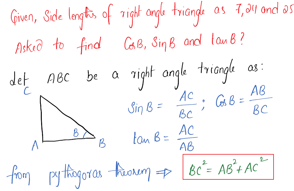 Answered A Right Triangle Has Side Lengths 7 Bartleby 4514