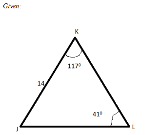 Answered: 6. In AJKL, m LK = 117', mLL = 41°, and… | bartleby