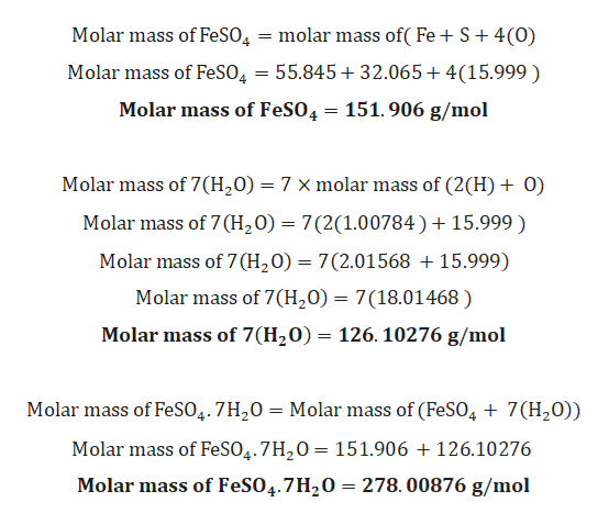 Feso4 Molar Mass