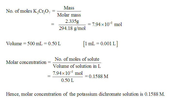 Molecular mass of potassium dichromate