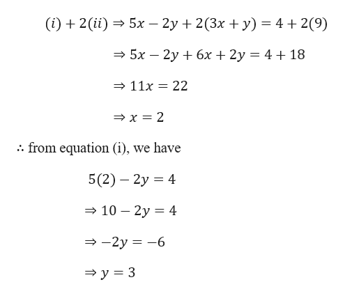 Answered: 5x-2y=4 3x+y=9 | bartleby