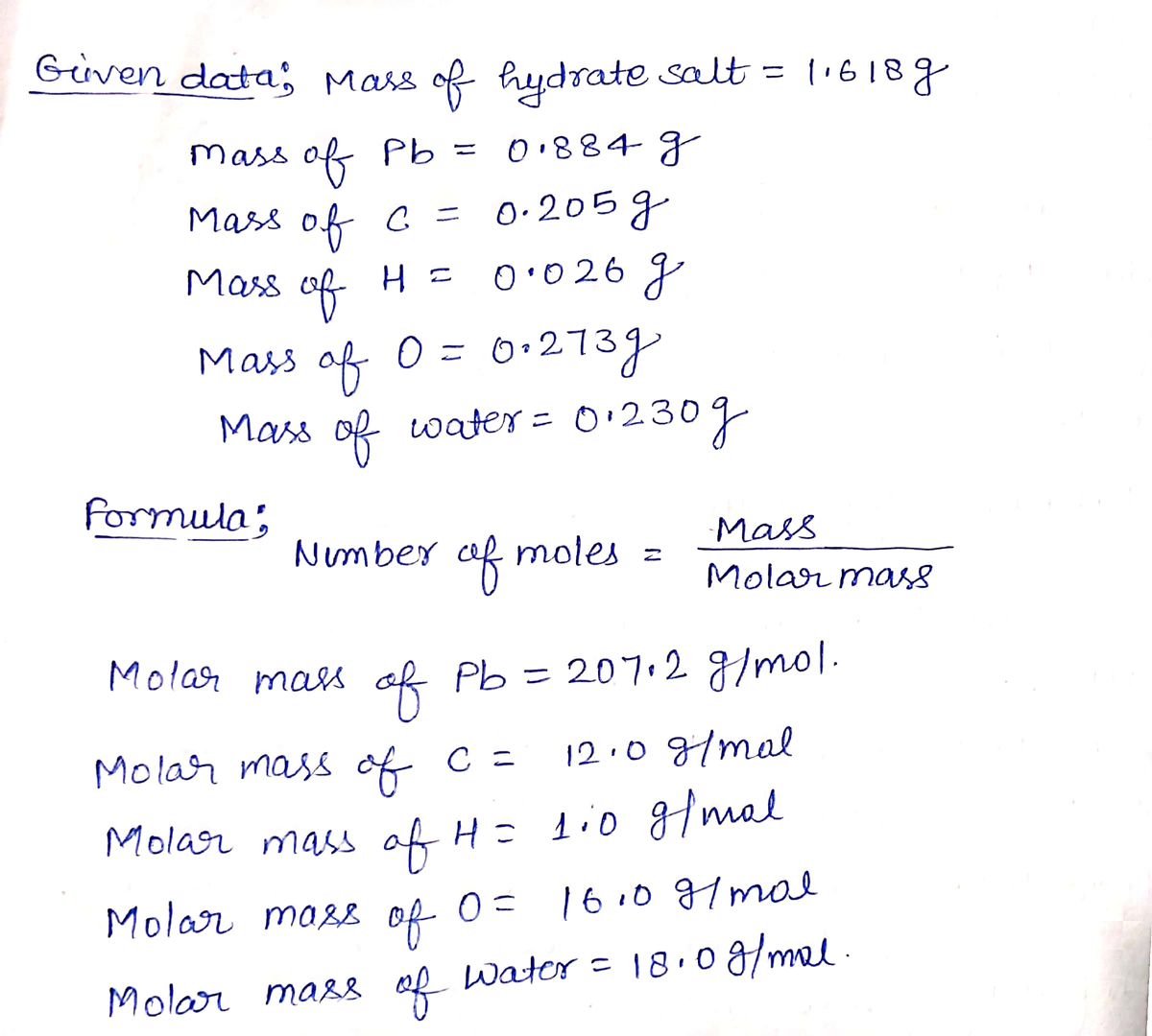 Chemistry homework question answer, step 1, image 1