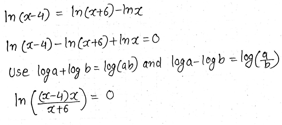 Answered: Solve logarithmic equation for x ln… | bartleby