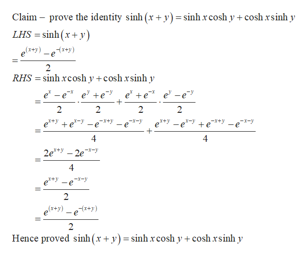 Answered Prove The Identities Sinh X Y Bartleby