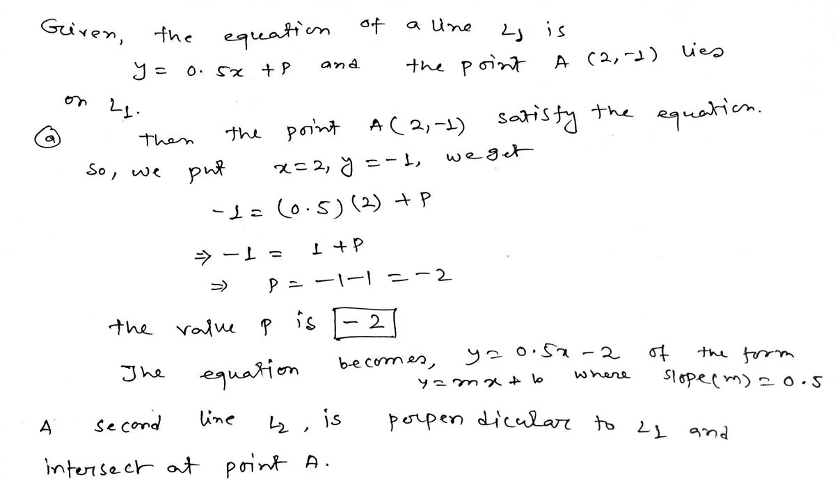 Answered The Equation Of A Line L1 Is Y 0 5x Bartleby