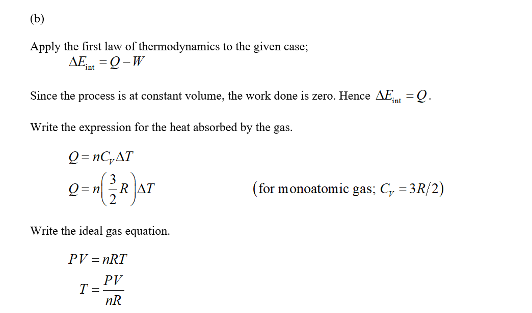 Answered 14 A For 1 0 Mol Of A Monatomic Bartleby