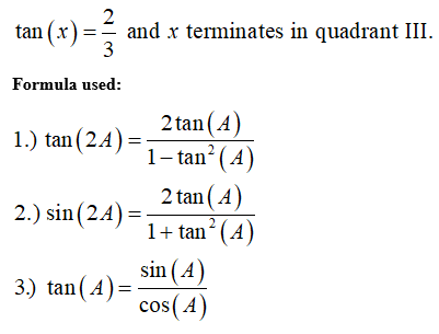 Answered: Find sin 2x, cos 2x, and tan 2x if… | bartleby