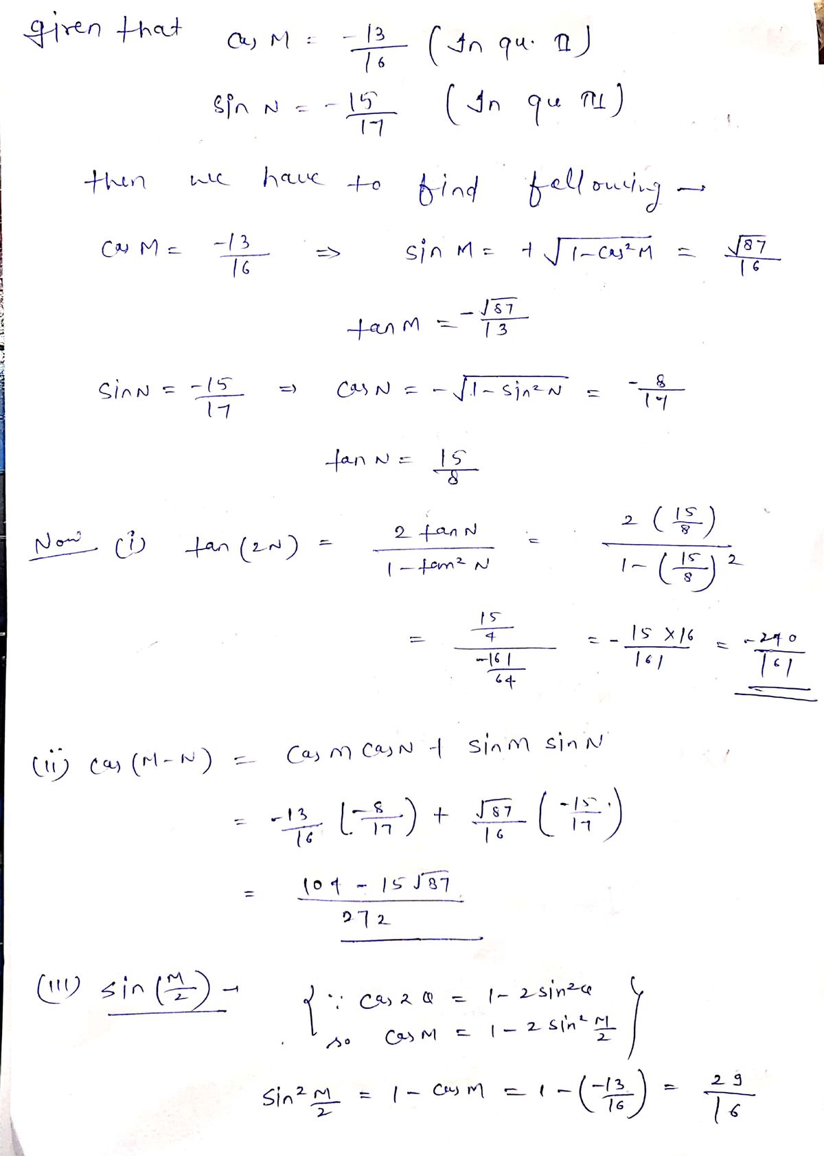 Trigonometry homework question answer, step 1, image 1