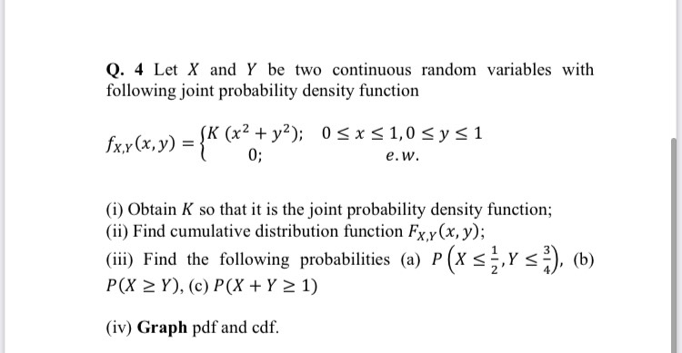 Answered Q 4 Let X And Y Be Two Continuous Bartleby