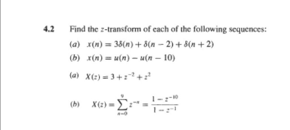 Answered 4 2 Find The Z Transform Of Cach Of The Bartleby