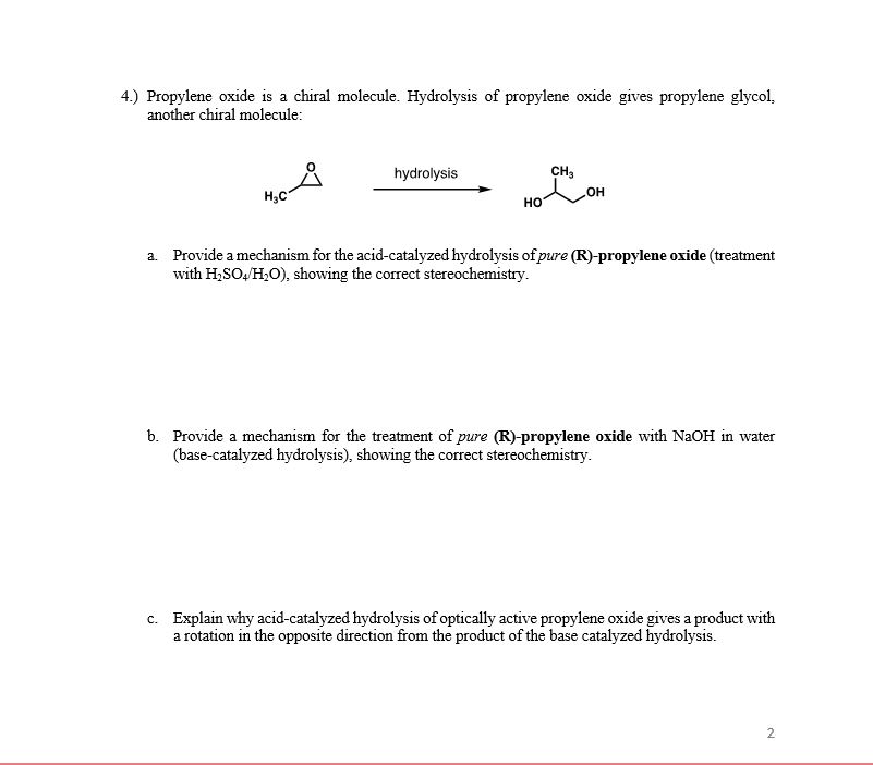 Answered: 4.) Propylene oxide is a chiral… | bartleby