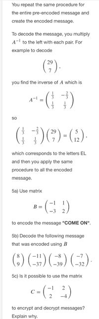 how to encode a message without a matrix
