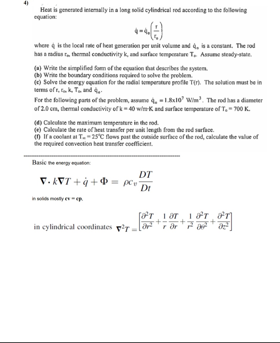 energy equation in cylindrical coordinates