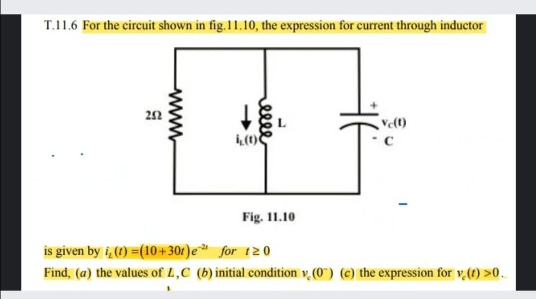 Answered T 11 6 For The Circuit Shown In Bartleby