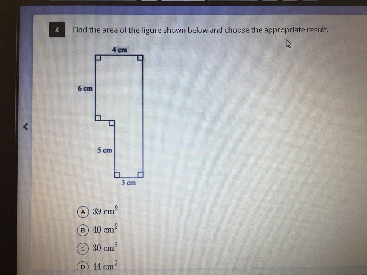 find the area of the figure shown below